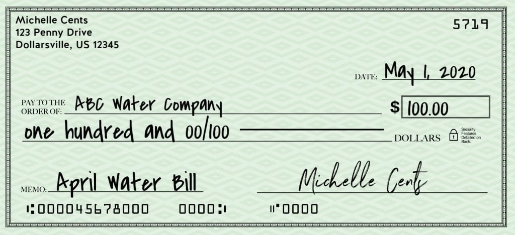 how to write a check for 100 dollars without cents