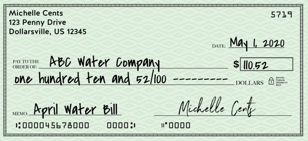 how to write a check - full check written out