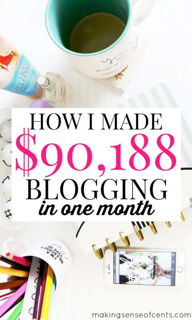 In August of 2016, I earned $90,188.40 blogging. Yes, just one month! I share everything in my income reports so if you want to learn how to make money blogging, you need to check this out.